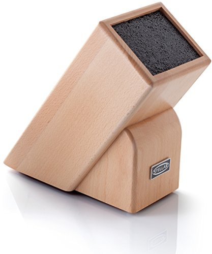 Stellar Beechwood Universal Knife Block with Fibre Rods, Scissors Block, Safe Non-Slip Base