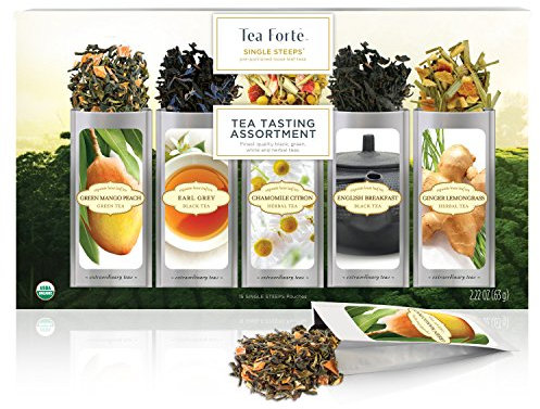 SACHETS INDIVIDUELS Tea Forté Coffret dégustation de thé en Vrac, Boîte à Assortiment de thé, 15 sachets individuels - thé Vert, Tisane, thé Noir