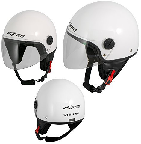 Casco Jet Demi Scooter Moto Omologato ECE 22 Visiera Antigraffio Bianco XL