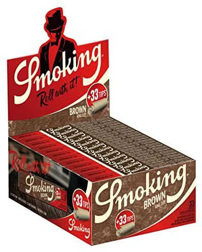 Smoking Rolling Paper King Size Brown Unbleached With Filters Full Box of 24 Booklets