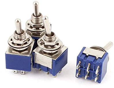 Sourcingmap A15062200ux0651 2 Position 6Pins DPDT ON-Off Micro Mini Toggle Switch AC 6 Amp 125V 4 Piece