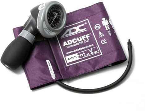 ADC Diagnostix 703 Sfigmomanometro aneroide palmare professionale con bracciale in nylon per pressione arteriosa Adcuff, Adulto, colore viola