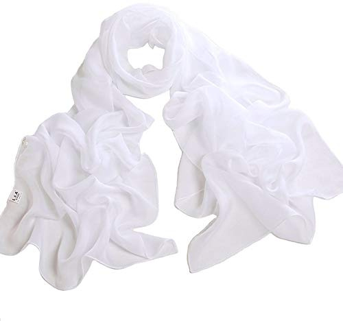 Fashionable Solid Color Chiffon Scarf - White