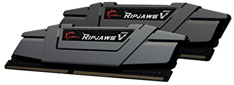 G.SKILL F4-3200C16D-16GVGB Memory D4 3200 16GB C16 RipV K2 2X 8GB, 1,35V, RipjawsV grau, 202700, Black