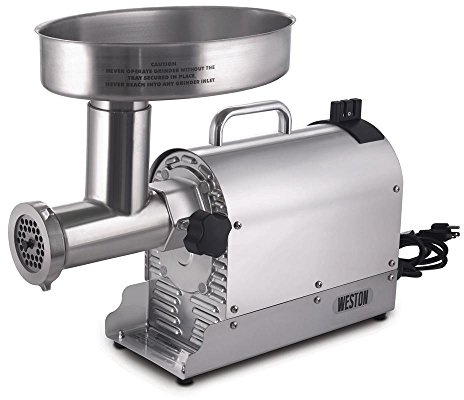 Weston Pro Series Electric Meat Grinder 7 Sausage Stuffer, Commercial Grade, 1500 Watts, 2 HP, 21lbs. Per Minute, Heavy Duty Stainless Steel (10-3201-W)