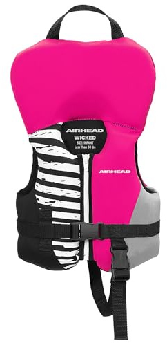 Airhead Infant Type II Life Jacket | US Coast Guard Approved | Closed Sided, Quick-Dry | Secure Buckles & Zipper | Wicked Kwik-Dry NeoLite Flex | Hot Pink