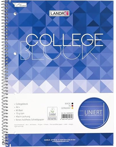 LANDR? Collegeblockcollege DIN A4, linjerad, 80 ark