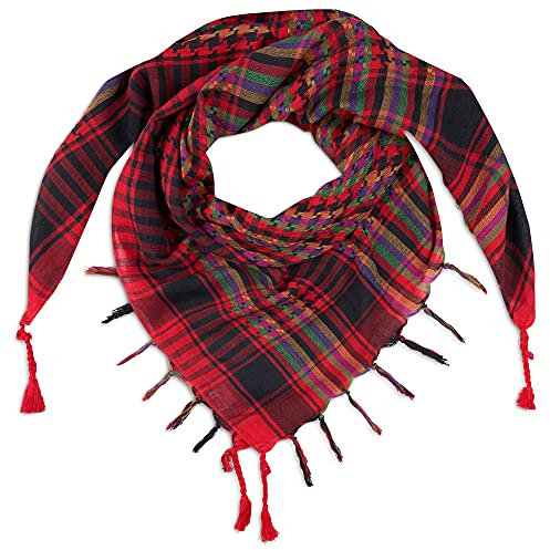 Shemagh Tactical Scarf - Red Desert Neck Palestine Keffiyeh for Men & Women