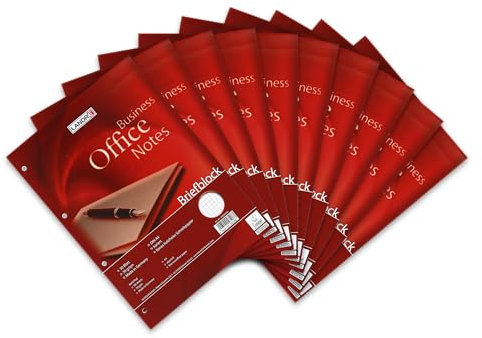 Landré Briefblock A4 kariert, 50 Blatt, 70 g/m² Papier, gelocht, 10 Stück