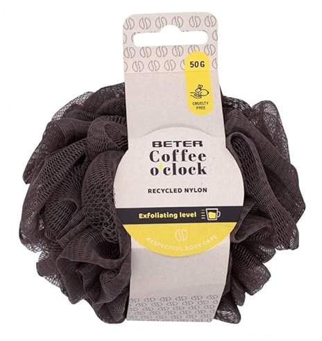 Beter- Spugna da bagno per il corpo, spugna a rete esfoliante. Collezione Coffee O'clock