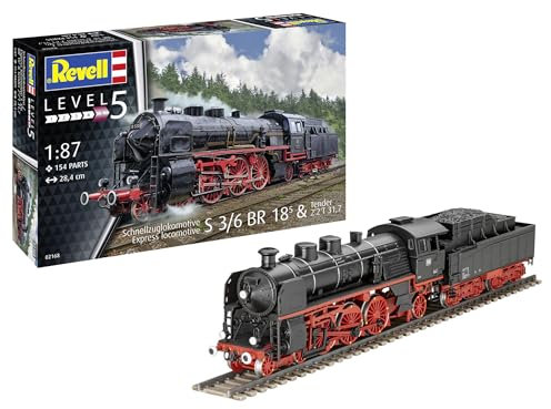 Revell 02168 Express Locomotive S3/6 BR18(5) with Tender 2‘2’T 1:87 Scale Unbuilt/Unpainted Plastic Model Kit