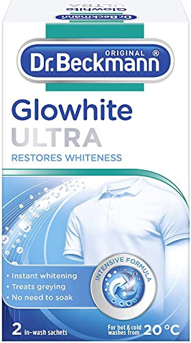 Dr. Beckmann Glowhite ULTRA | Restore White Laundry | Treat Greying | Instant Whiteness | 2 In-Wash Sachets
