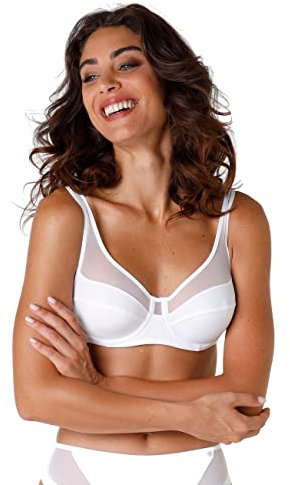 Lovable Reggiseno con Ferretto Ampio Sostegno, Coppe non Imbottite, Forme Generose, Microfibra Tulle, Art. 4262 Modern Shaping (Generous) Donna, Bianco, 36 / 4E