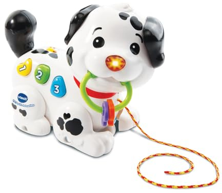 VTech - 1,2,3 P'tit Dalmatien, Jouet à Tirer, Chiot Interactif à Promener, Jeu de Motricité et d'Éveil Musical, Jouet Éducatif, Cadeau Enfant Dès 1 an - Contenu en Français