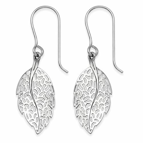 Heather Needham GENUINE 925 SILVER - Sterling Silver Leaf drop earrings - SIZE: 11 x 20mm. plus wires Gift boxed. 6041