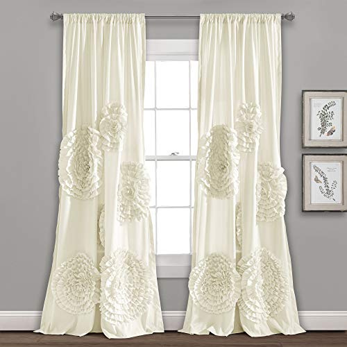 Lush Decor C26557P14-000, Ivory Serena Window Panel for Living, Dining Room, Bedroom (Single Curtain), 84” x 54