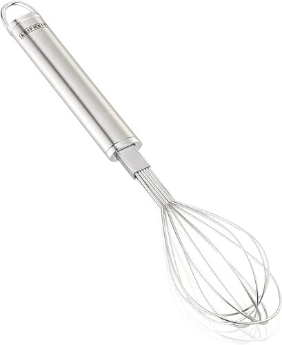 Leifheit Schneebesen 24 cm Sterling-Serie, Rührbesen aus rostfreiem Edelstahl, hochwertiges Design, Rührstab mit ovalem Griff für angenehme Handhabung und praktischer Aufhängeöse, Schaumschläger