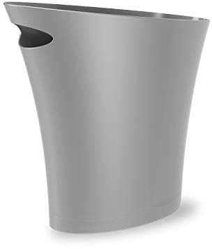 Umbra Skinny Waste Bin – Sleek, Stylish and Small Bathroom Trash Bin Wastebasket for Narrow Spaces at Home or Office, 7.5L Capacity, Silver