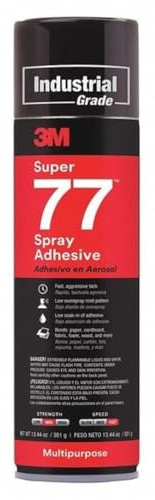 3M Super 77 Multipurpose Permanent Spray Adhesive Glue, Paper, Cardboard, Fabric, Plastic, Metal, Wood, 13.44 fl. oz. - 86234