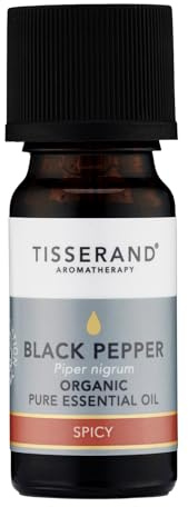 Tisserand Black Pepper Organic Essential Oil - 9ml | Warming & Spicy Black Pepper Aroma, 100% Natural Pure Essential Oils, Uncompromising Quality, Certified Vegan
