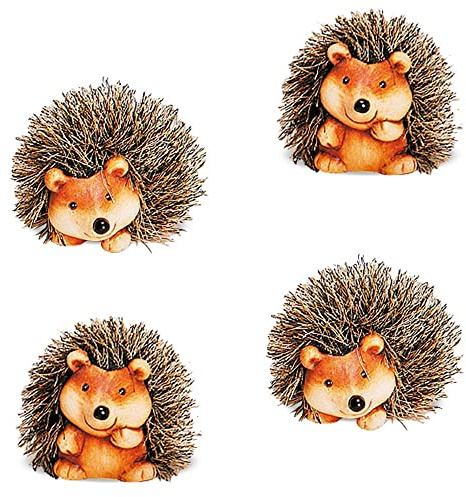 matches21 Superbe Figurine de hérisson herbstdeko déco décoration d'automne Lot de 4 Assis Assortis env. 8?Debout cm Argile avec intérieur en Fourrure synthétique