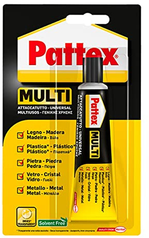 Pattex Colla Attaccatutto Trasparente, per Carta, Cartone, Legno, Sughero, Stoffa, Pelle, Plexiglass e Altri Materiali, 20ml
