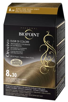 Biopoint Orovivo - Elisir di Colore, Set Tinta Capelli in Olio Senza Ammoniaca, Azione Nutriente e Illuminante, Dona un Colore Intenso e Brillante, 142 ml