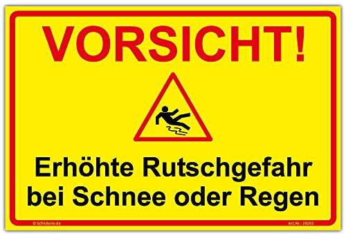 Schild Vorsicht Erhöhte Rutschgefahr Hinweisschild 300x200mm gelb Querformat, stabile Aluminiumverbundplatte 3mm stark