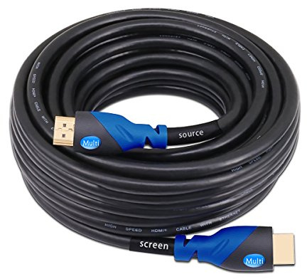 MutecPower High Speed 20 meter Ultra HD HDMI 2.0 Cable with Ethernet - 4K @ 60Hz 2160p Supports 3D & Audio Return Channel - Full HD and Built in Booster - 20M Black male to male cable