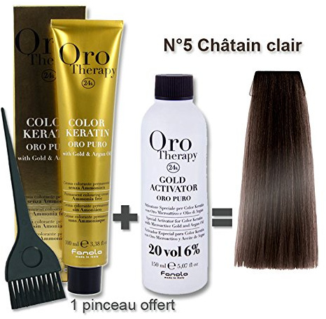 Oro Therapy Haarfarbe 100 ml hellbraun 5/ + Oxidant 20 Volumen, 150 ml