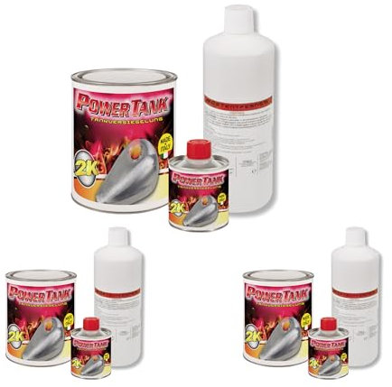 Power Tank 3 Tankversiegelung Motorrad 2k Rot 1,3 Kg Set Tankentroster Innen Versiegelung Tanksanierung Schutzemulsion Rost Tank Entrosten Und Versiegeln Tankinnenlack Tankbeschichtung Rostlöser Auto