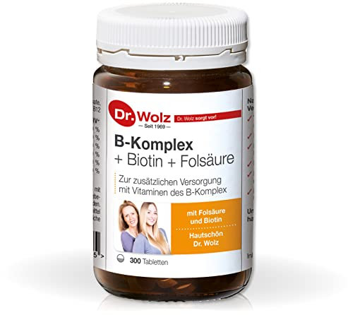 Dr. Wolz B-Komplex + Biotin + Folsäure Hefetabletten, zur zusätzlichen Versorgung mit Vitaminen des B-Komplexes (B1, B2, B6, B12, Biotin, Folsäure) 300 Tabletten