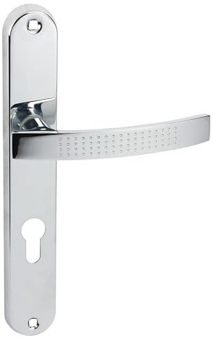 domino Türgriff 72 Drückergarnitur PZ - Profilzylinder Set Türklinke für Zimmertür, Bürotür, Kellertür & Innentür L-Form Türdrücker-Set aus Aluminium chrom Türdrückergarnitur ALMA ECO M6