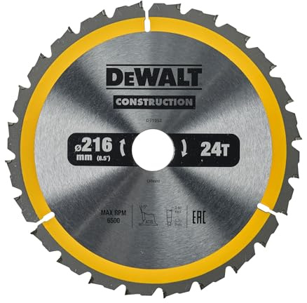 DeWalt Bau-cirkelsågblad (för stationärsåg/cirkelsågblad, 216/30 mm 24WZ, för snabba skärning) DT1952