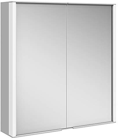 KEUCO Royal Match LED Spiegelschrank mit 2 Türen, 65 cm, Made in Germany, Vorbau, Aluminium-Korpus, Seiten verspiegelt, Beleuchtung dimmbar