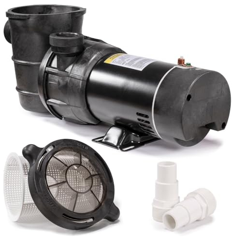 XtremepowerUS 1.5HP Above Ground Swimming Pool Pump 2-Speed Pump Spa 1.5 inch High Flow Dual Speed Self Filter Basket w/ Pool Hose Adapter