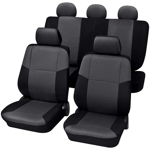 PETEX Auto Sitzbezüge Universal Komplett Set 15-teilig - Sylt schwarz, Eco Class mit SAB 2 Vario Plus