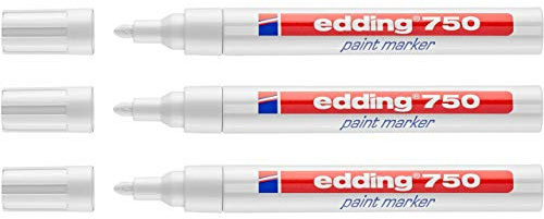 EDDING 750 lackmarkör 3 sparpaket | 10 färger och sorterade att välja mellan! (vit)