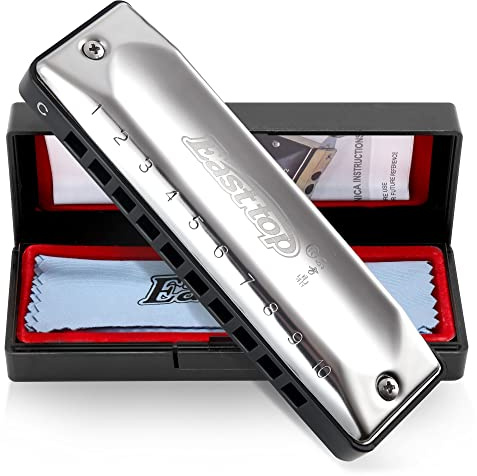 East top Harmonica C,10 Hole 20 Tone Diatonic Blues Harmonica T002 Key of C with Case mouth organ harmonica for adults Professional Player and Students