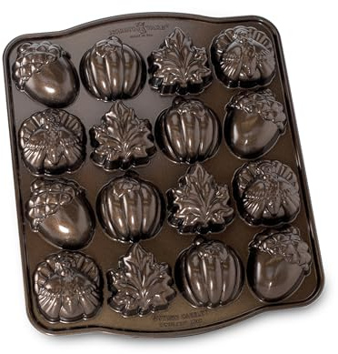 NordicWare 87048 Autumn Cakelet Pan Baking Tin Aluminium Brown