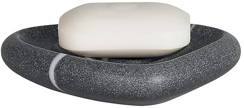 Spirella Seifenschale Steinoptik dekorative Badausstattung Seifenablage Etna Maße: 15 x 11 x 3 cm - Stein grau, Steingrau