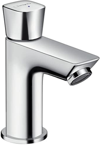 hansgrohe Logis - Waschtischarmatur für Kaltwasser ohne Ablauf, Wasserhahn für Gäste WC mit Auslauf Höhe 79 mm, Mischbatterie Waschbecken wassersparend (EcoSmart), Chrom, 71120000