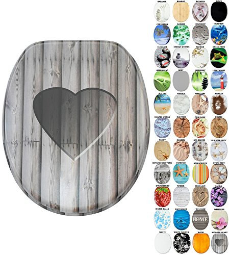 Sanilo Soft Close Toilet Seat, Wide Choice of New Toilet Seats, Stable Hinges, Easy to Mount (Wooden Heart)