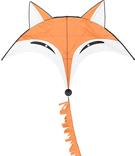 HQ Design - Flying Creatures, Kinderdrachen Flugdrachen Einleiner Drachen zum steigen Lassen, wenig Wind ab 5 Jahren, Polyesterschnur auf Spule oder Griff (Fox Kite)