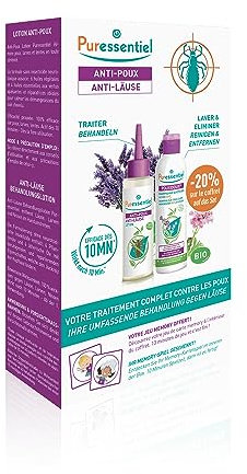 Puressentiel–Anti-Laüse Set-Lotion 100 ml mit Kamm+Shampoo Poudoux 200 ml+Memory-Spiel–Wirkstoff 100 Prozent natürlichen Ursprungs–Spielerisch entfernt Läuse, Larven, Nissen–Wirkt in 10 Minuten