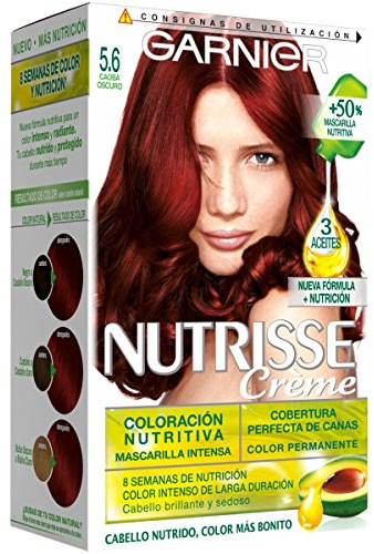 L'Oreal Paris Garnier Nutrisse Haarfarbe 5.6 - Creme - Langanhaltende Farbe, Grauabdeckung, Nhrende Wirkung - Alle Haararten - Dunkle Braune Haare