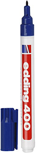 edding 400 marcador permanente - azul - 1 rotulador - punta fina redonda 1 mm - resistente al agua, de secado rápido, rotuladores indelebles - para cartón, plástico, madera, metal, vidrio