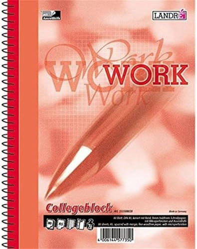 Landré Collegeblock A5 kariert Rand links, 160 Seiten, gelocht, 5 Stück