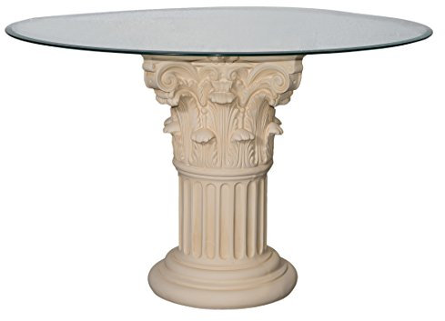 Antikes Wohndesign Runder Glas Esstisch Glas Küchentisch Creme-beige-antikfinish Höhe 78cm