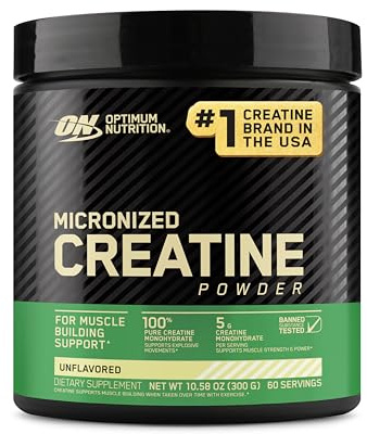 Optimum Nutrition Micronized Creatine Monohydrate Powder, Unflavored, 60 Servings, 300 Grams (Packaging May Vary)